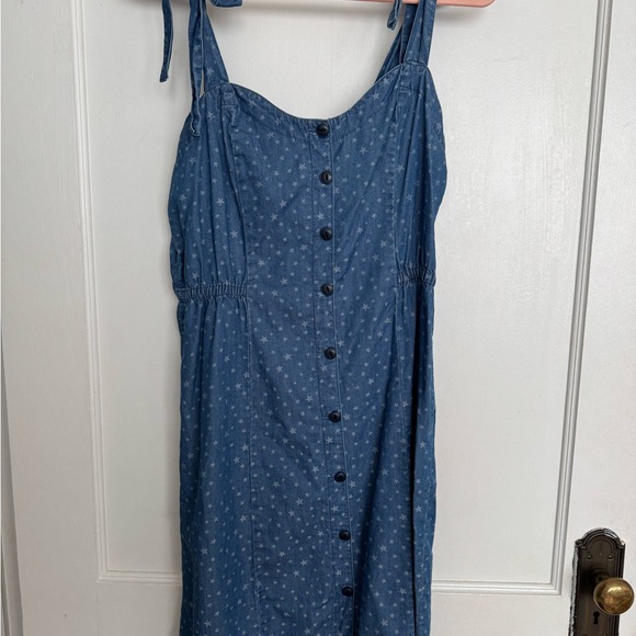 Madewell Denim Blue Midi Dress with Button Front - Picture 1 of 6